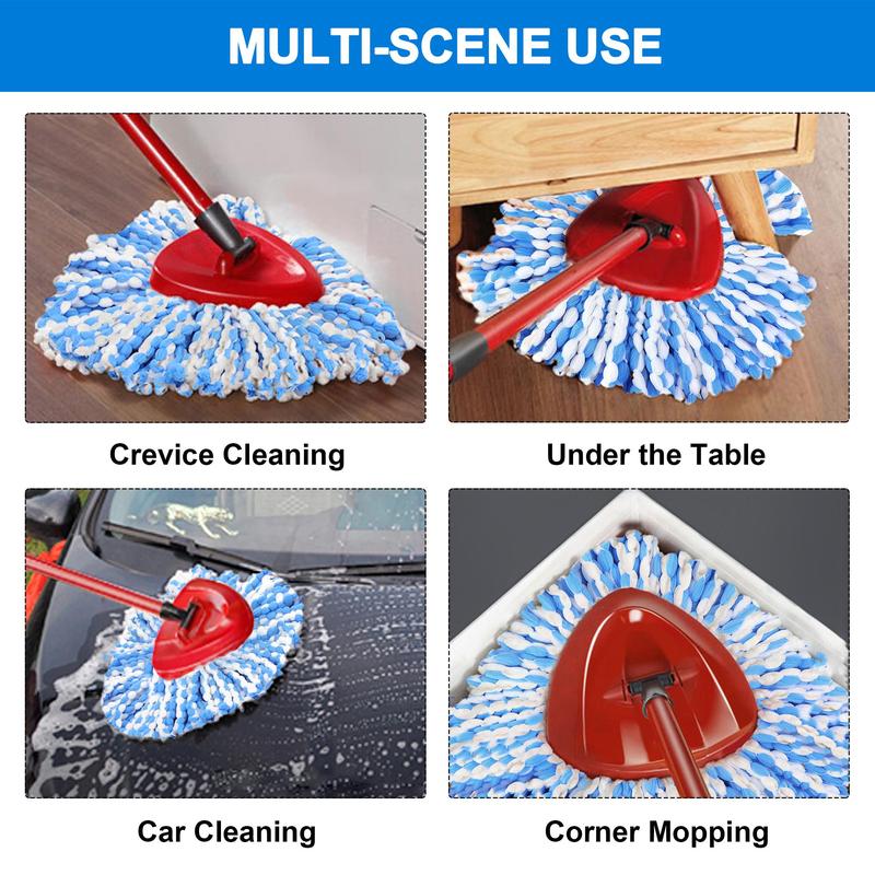 Spin Mop Heads & Scrub Brush Refills for O-Cedar Rinse Clean 2 Tank Microfiber Replacement without Bucket or Handle Machine Washable Reusable Eco-Friendly Choice